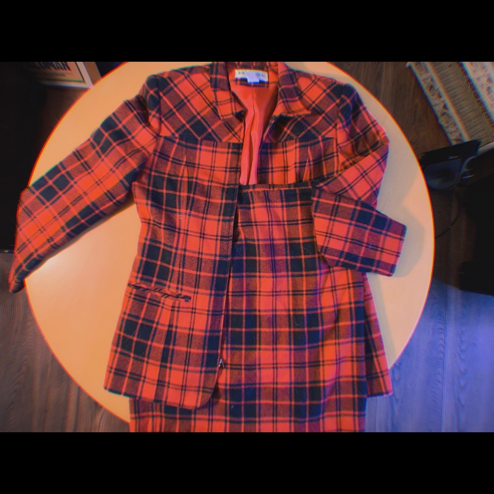 Vintage Plaid Skirt Suit